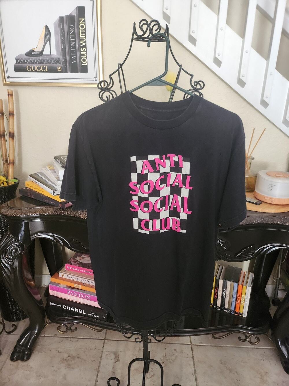 Anti Social Social Club Black Pink Checkered t-shirt